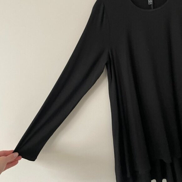 Eileen Fisher Stretchy Long Sleeve Blouse Round Neck Casual Black Small - Picture 4 of 7